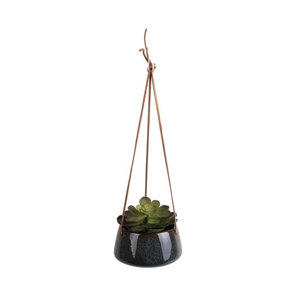 Tamsiai žalias keraminis pakabinamas vazonas PT LIVING Unique, ø 20,5 cm-image-2