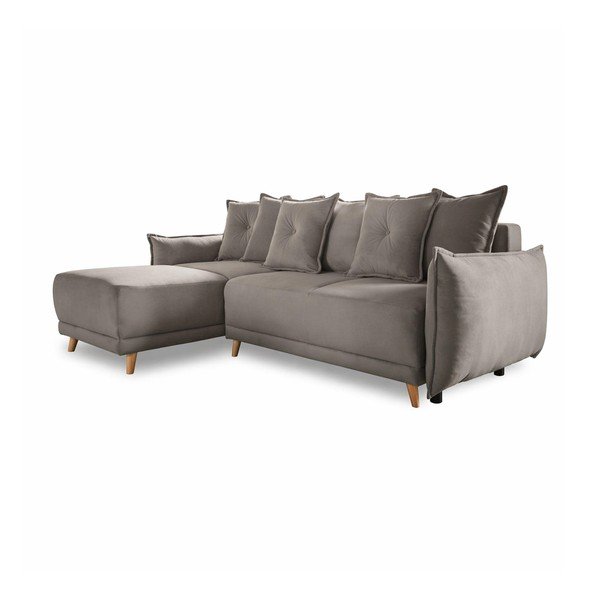 Sulankstoma kampinė sofa iš kordinio velveto šviesiai rudos spalvos (kintama) Lazy Lukka – Miuform