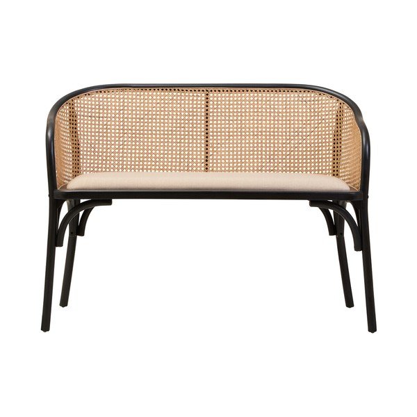 Juodos spalvos/natūralios spalvos paminkštinto audinio suolas Cebu – Premier Housewares-image-2