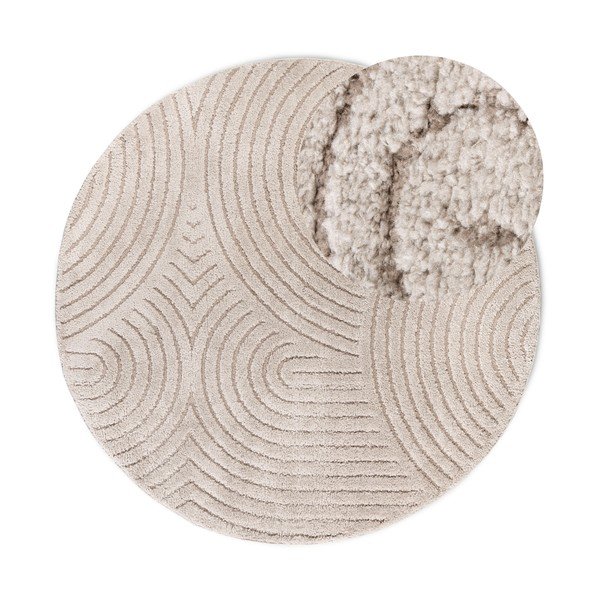 Smėlio spalvos apvalios formos kilimas ø 160 cm Panglao New York Taupe – Elle Decoration