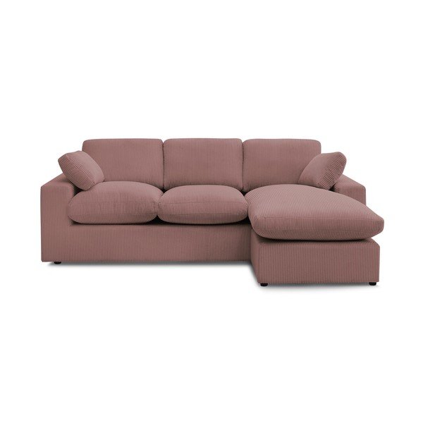 Rožinės spalvos kampinė sofa iš kordinio velveto Belair – Bobochic Paris
