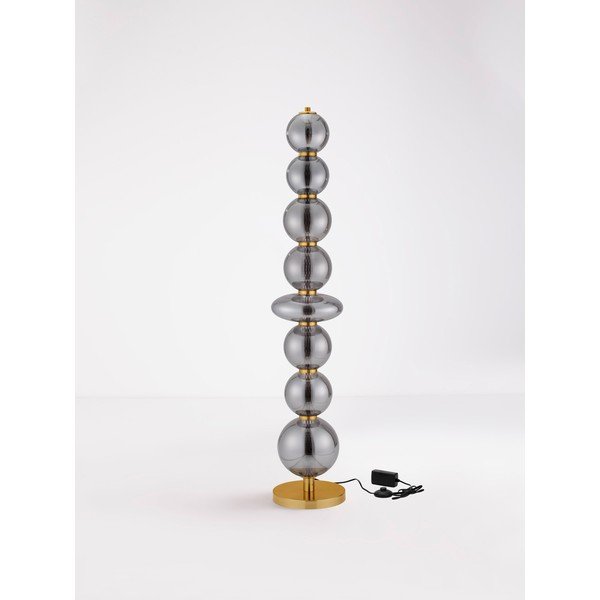Pilkos spalvos iš metalo pastatomas šviestuvas LED su pritemdymo funkcija (aukštis 140 cm) su stiklo gaubtu Navi – Nova Luce-image-4