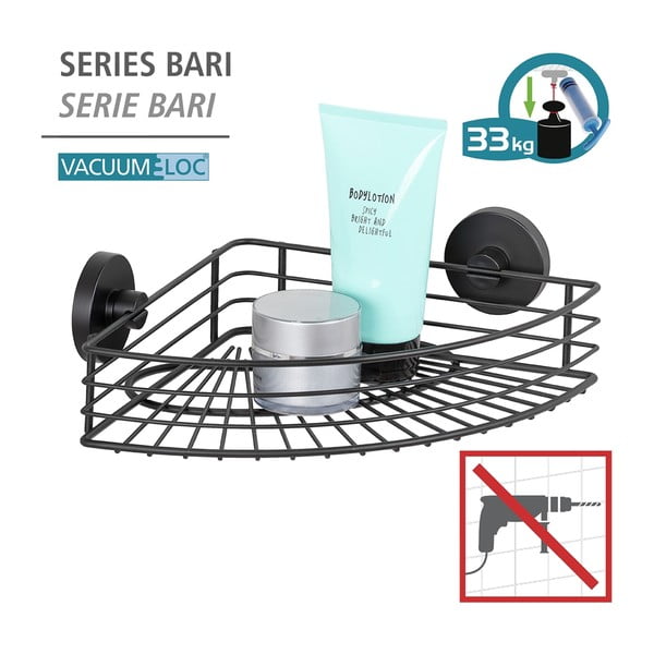 Juoda kampinė vonios lentyna Weko Vacuum-Loc® Bari-image-4