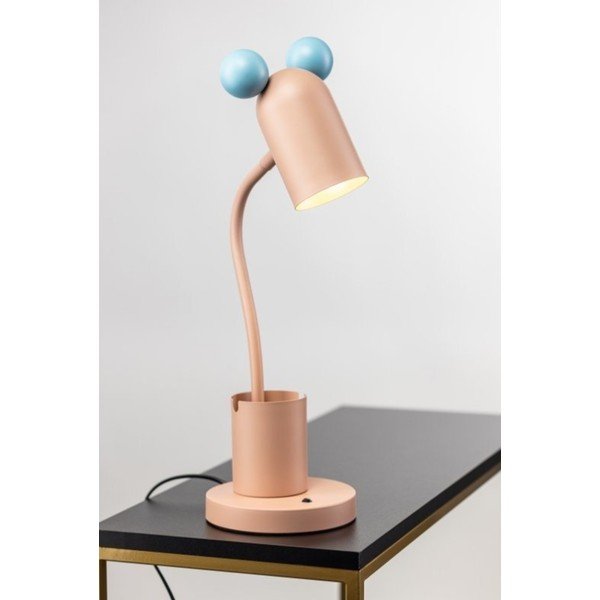 Stalinis šviestuvas šviesiai mėlynos spalvos/rožinės spalvos (aukštis 50 cm) su metaliniu gaubtu Mouse – GTV-image-1