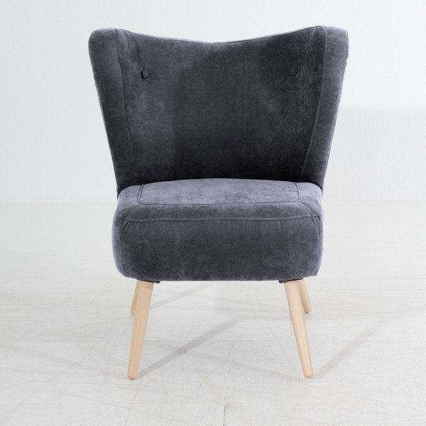 Antracito spalvos fotelis "Max Winzer Sari Velur-image-1