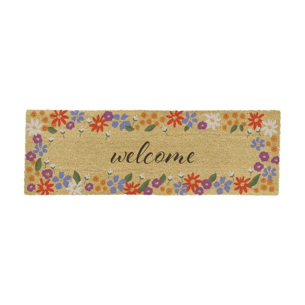 Iš kokoso pluošto grindų kilimėlis 40x120 cm Welcome Floral – Artsy Doormats