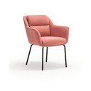 Rožinės spalvos iš audinio valgomojo kėdė su porankiais Sadira – Teulat