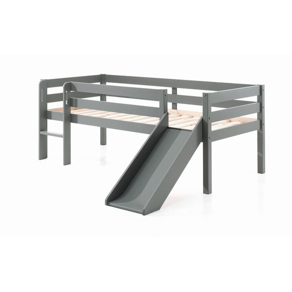 Pilka paaukštinta vaikiška lova su čiuožykla Vipack Pino, 90 x 200 cm-image-2