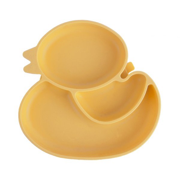 Geltonos spalvos iš silikonas vaikiška lėkštė 19x19,5 cm Chicken – Orion