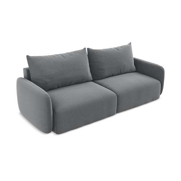 Pilkos spalvos sulankstoma/su sandėliavimo vieta sofa iš velveto 238 cm Kalena – Makamii-image-3