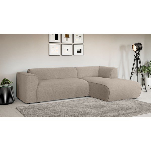 Šviesiai rudos spalvos kampinė sofa (su dešiniuoju kampu/su gultu) Merid  – Ropez-image-1