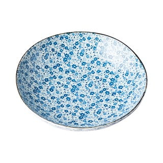 Mėlynos ir baltos spalvos keraminė gili lėkštė MIJ Daisy, ø 21 cm