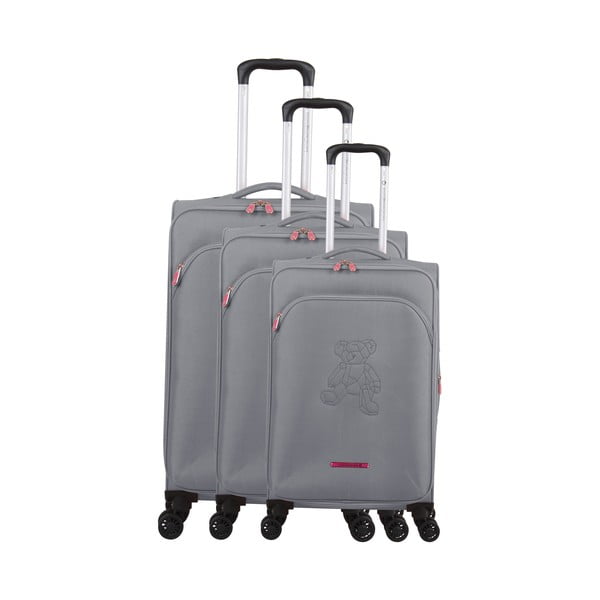 3 pilkos spalvos bagažo ant 4 ratukų rinkinys Lulucastagnette Emilia