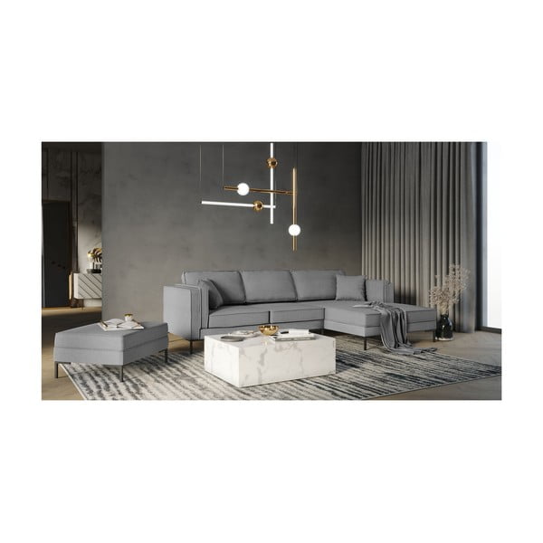Pilkos spalvos kampinė sofa Milo Casa Attilio, kairysis kampas-image-4