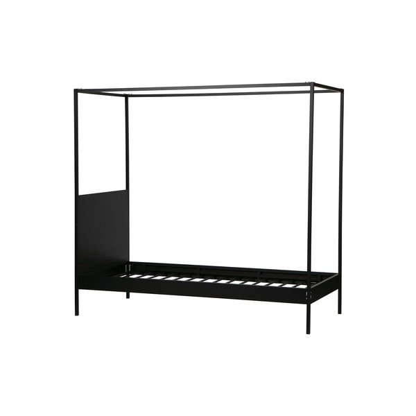 Iš metalo viengulė lova juodos spalvos su lovos grotelėmis 90x200 cm Dani – WOOOD-image-1