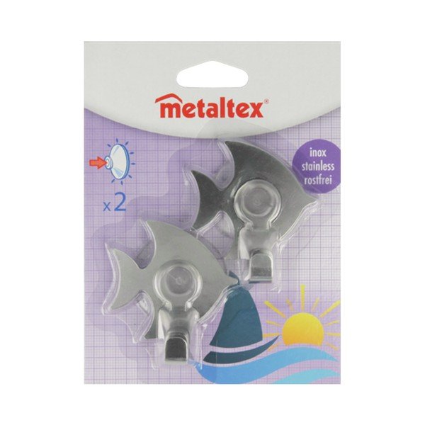 2 kabliukų su siurbtuku rinkinys Metaltex Pesce-image-2