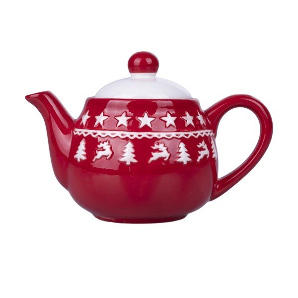 Raudonai baltas kalėdinis keraminis arbatinukas 520 ml Xmas - VDE Tivoli 1996-image-2