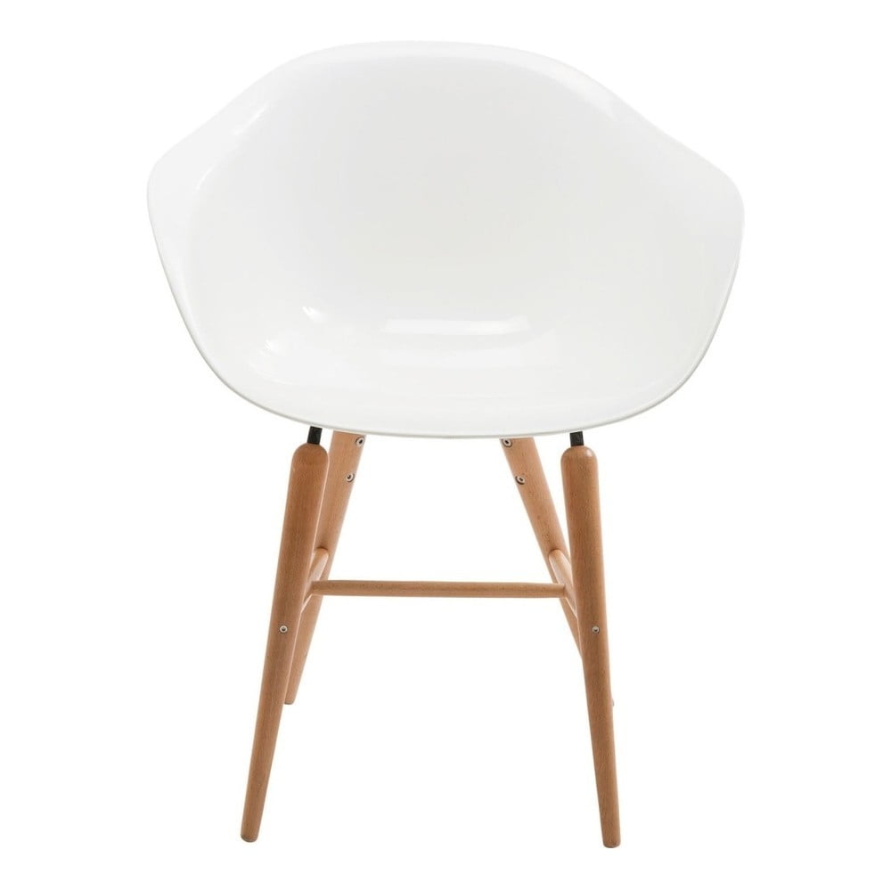 4 baltų kėdžių su buko medžio kojomis rinkinys Kare Design Forum