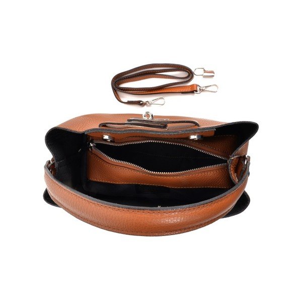 Cognac Brown Leather Isabella Rhea Lock Cognac rankinė-image-3