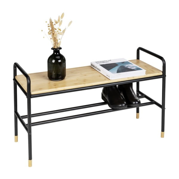Juoda/natūrali metalinė batų lentyna su suoliuku Loft - Wenko-image-2
