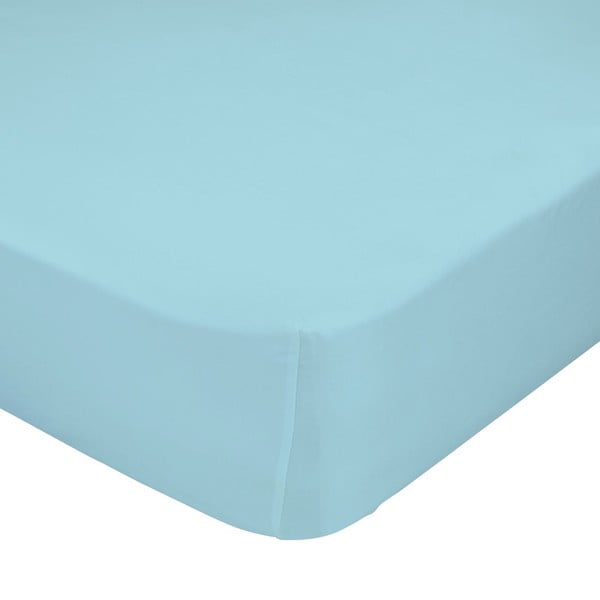 Mėlyna grynos medvilnės elastinė paklodė, 60 x 120 cm