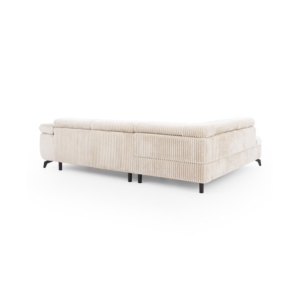 Kreminės spalvos kampinė sofa iš kordinio velveto (su kairiuoju kampu/„L“ formos) Marbeya  – Ropez-image-3