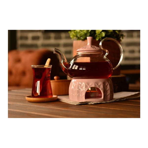 Stiklinis arbatinukas su šildytuvu arbatinei žvakei "Tasev", 600 ml talpos-image-1
