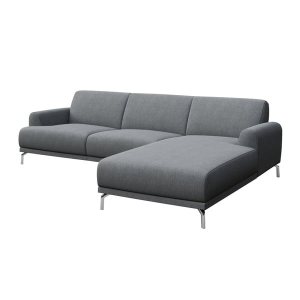 Šviesiai pilka kampinė sofa MESONICA Puzo, dešinysis kampas-image-2