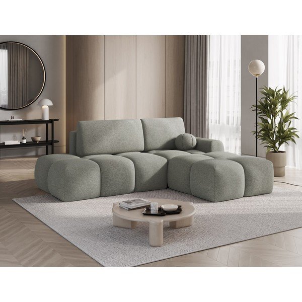 Žalios spalvos sulankstoma/su sandėliavimo vieta kampinė sofa iš boucle (su dešiniuoju kampu/su gultu) Vittario – ELTAP-image-3