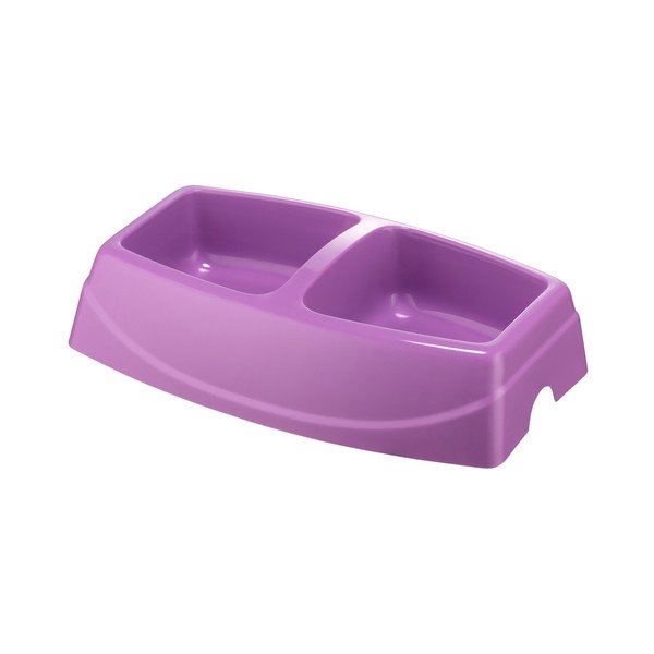 Violetinis dvigubas dubenėlis šunims Petpetite, 23,5 x 15,5 cm-image-1