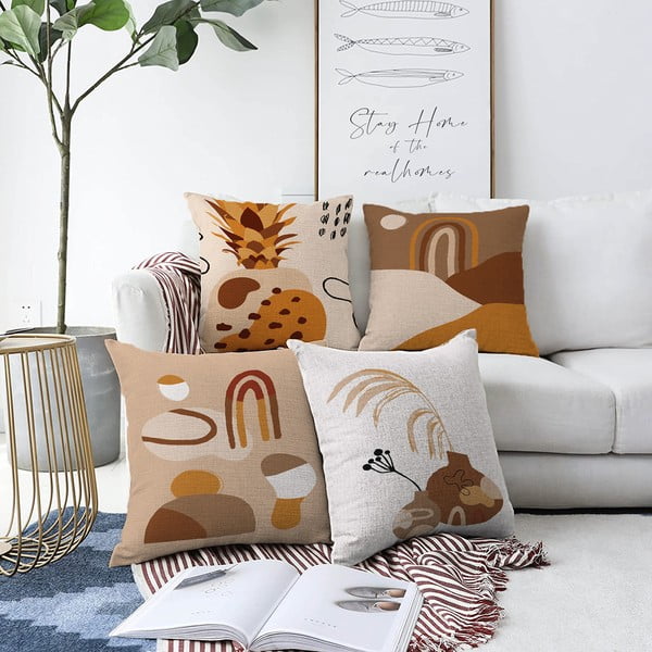 4 minimalistinių pagalvių užvalkalų rinkinys Pampas, 55 x 55 cm