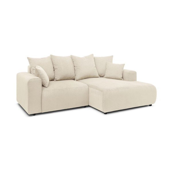 Iš velveto kampinė sofa kreminės spalvos Enjoy – Bobochic Paris-image-3