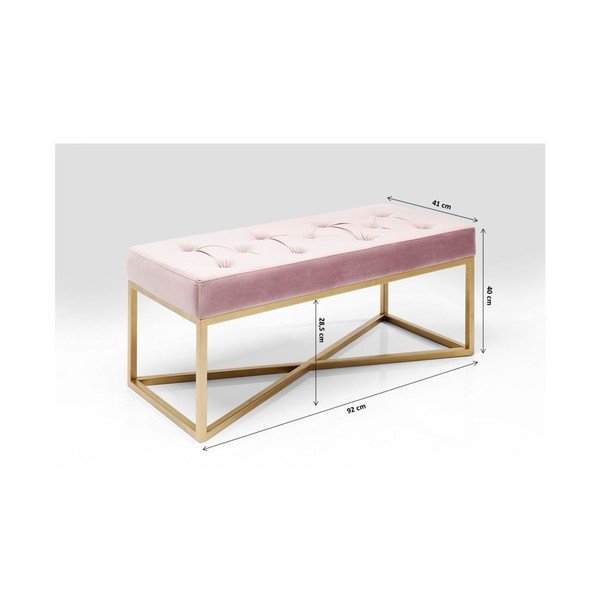 Šviesiai rožinis aksomo suoliukas Kare Design Crossover-image-1