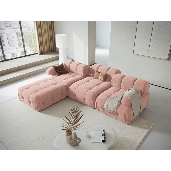 Kampinė sofa šviesiai rožinės spalvos Ferento – Cosmopolitan Design-image-1