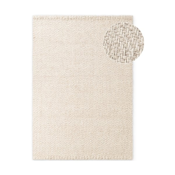 Rankų darbo kreminės spalvos/dramblio kaulo spalvos iš vilnos mišinio kilimas 80x150 cm Majoli – Elle Decoration