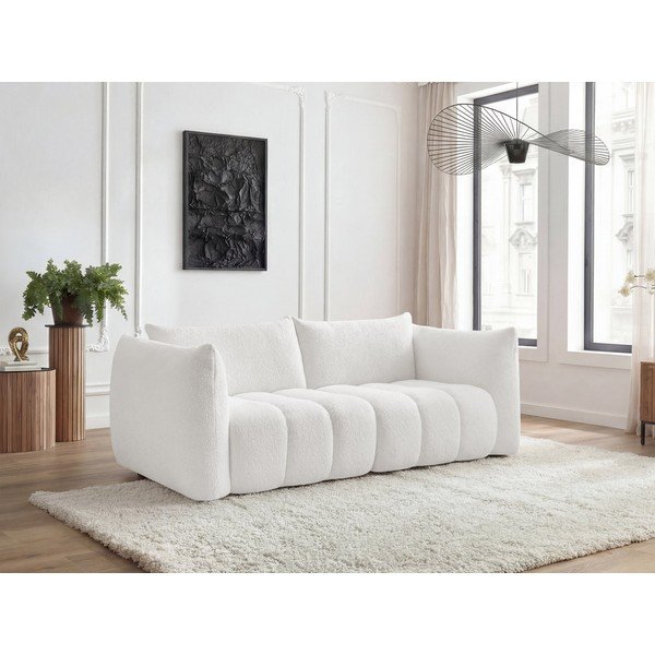 Baltos spalvos sofa iš boucle 234 cm Azra – Bobochic Paris-image-1