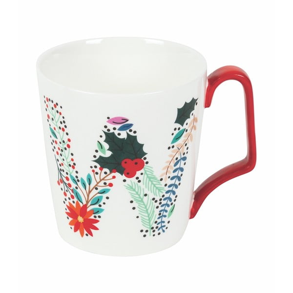 Porcelianinis kalėdinis puodelis Villa d'Este Xmas Monogram Letter W, 300 ml