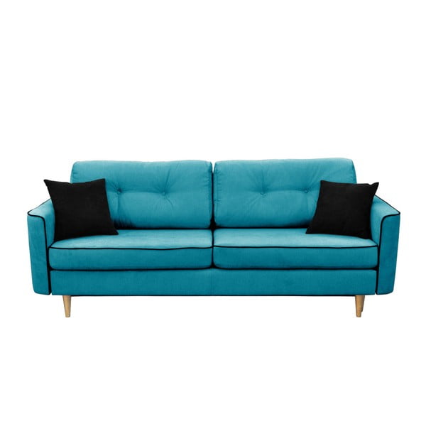 Turkio spalvos trivietė sofa-lova su šviesiomis kojomis Mazzini Sofas Ivy