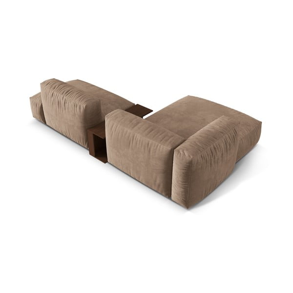 Šviesiai rudos spalvos iš velveto modulinė kampinė sofa (su kairiuoju kampu/su gultu) Martina – Micadoni -image-4