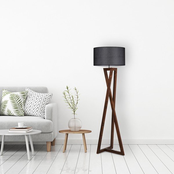 Pastatomas šviestuvas juodos spalvos/rudos spalvos (aukštis 149 cm) su tekstiliniu gaubtu Maçka – Opviq lights-image-2