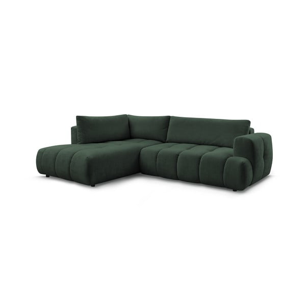 Žalios spalvos sulankstoma/su sandėliavimo vieta kampinė sofa (su kairiuoju kampu/„L“ formos) Fuji – Bobochic Paris-image-3