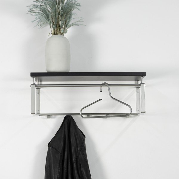 Juodos spalvos/sidabrinės spalvos iš metalo sieninė lentyna su lentyna 70 cm Rex – Spinder Design-image-1