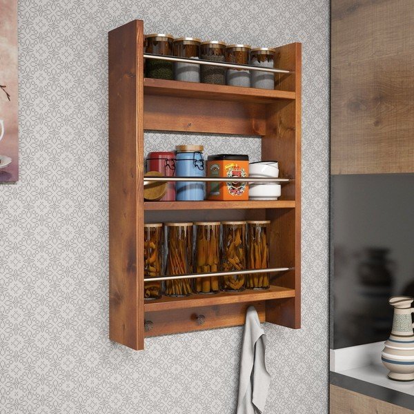 Sieninė medinė virtuvės lentyna "Selo Walnut-image-1