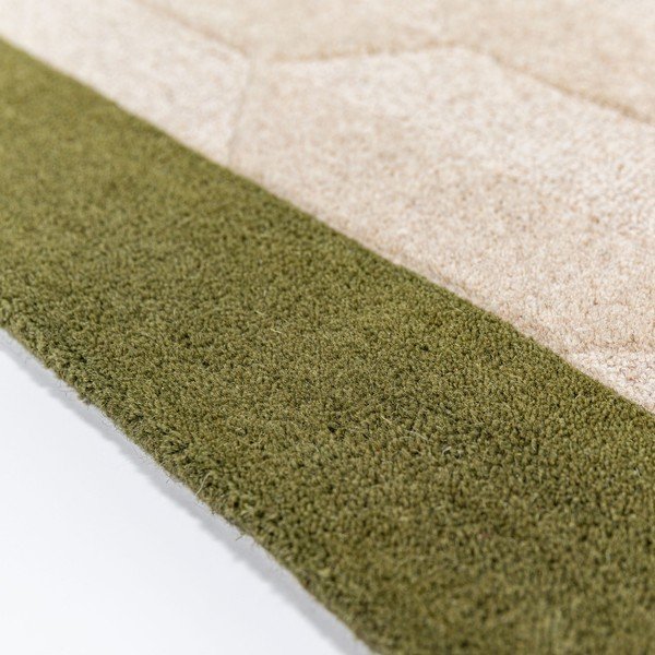 Rankų darbo žalios spalvos/natūralios spalvos iš vilnos kilimas 120x170 cm Apex Border Wool – Flair Rugs-image-4