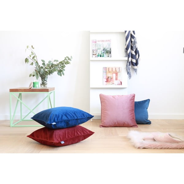 Mėlynas aksominis užvalkalas WeLoveBeds Jeans, 50 x 50 cm-image-1