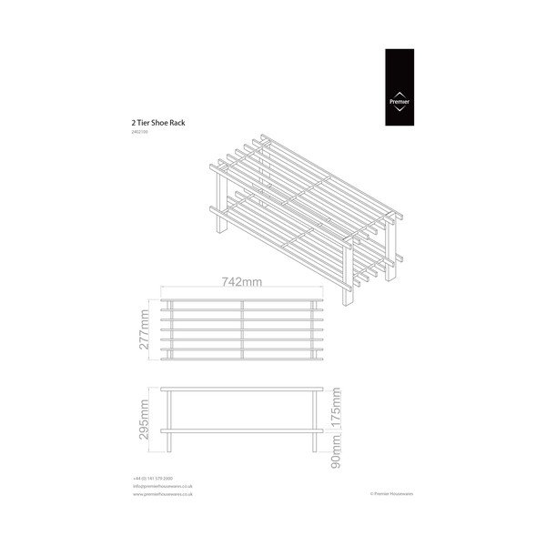 Iš kedro masyvo spintelė batams natūralios spalvos – Premier Housewares-image-2