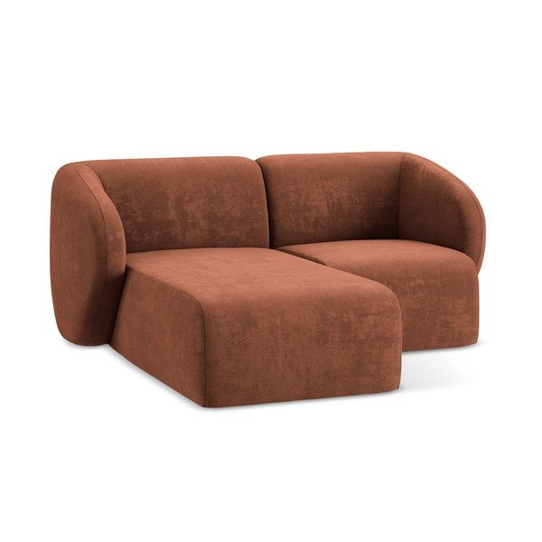Terakotos spalvos kampinė sofa iš šenilinio audinio (su kairiuoju kampu/su gultu) Lani – Makamii-image-4