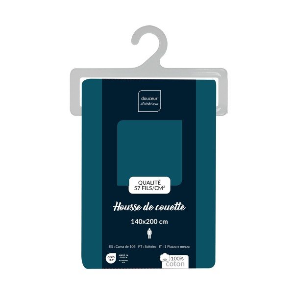 Smaragdinės spalvos iš medvilnės viengulis antklodės užvalkalas 140x200 cm Lina – douceur d'intérieur-image-2