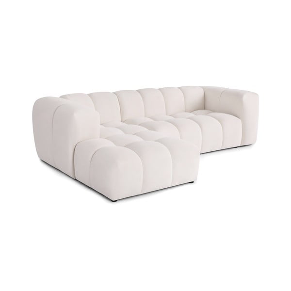 Kreminės spalvos iš velveto kampinė sofa (su kairiuoju kampu/su gultu) Cube – Bonami Selection-image-2