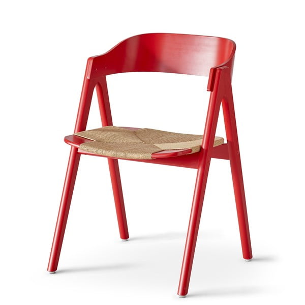 Raudonos spalvos bukmedžio medienos valgomojo kėdė su ratano sėdyne Findahl by Hammel Mette